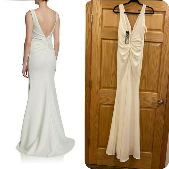 Jovani V-Neck Knotted Sleeveless Mermaid Gown - Picture 3 of 16